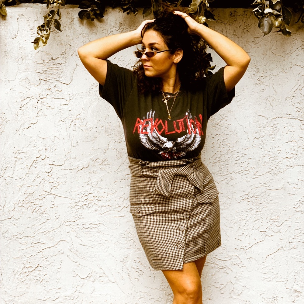 Revolve Lovers + Friends plaid high waisted skirt